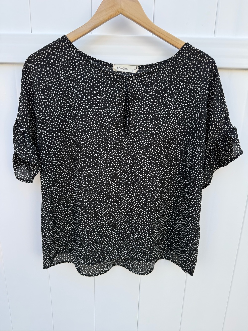 Rokoko Black Dot Short Sleeve Blouse